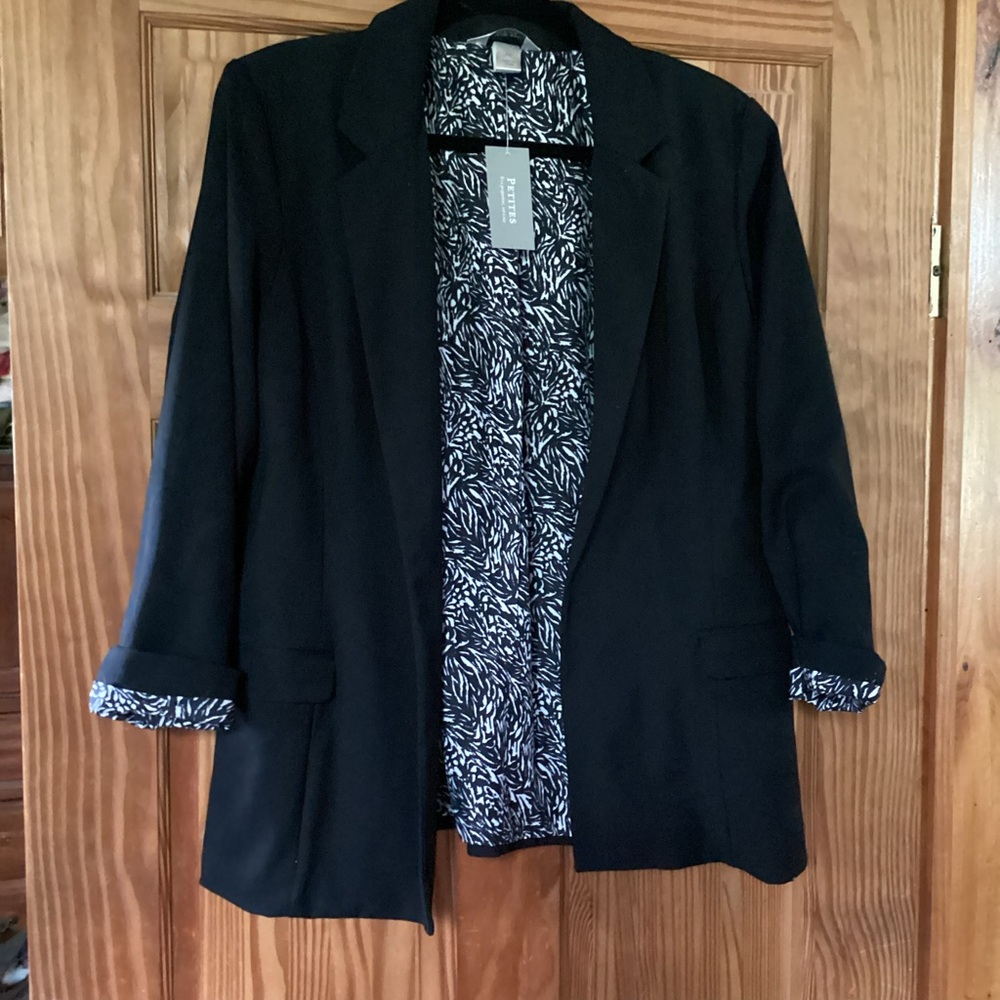 Christopher & Banks Black Blazer with Patterned Lining